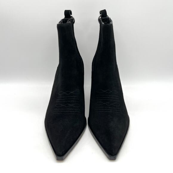 PAIGE Laney Suede Western Boot Womens 9 Black Pointed Toe Black Heel Cowboy NEW - Picture 3 of 10